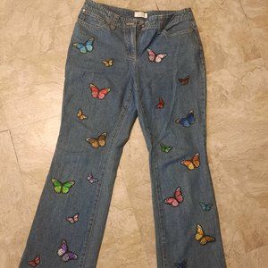 Custom butterfly applique jeans